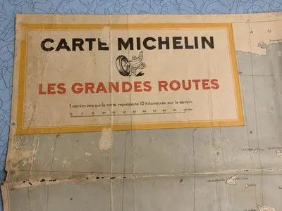 Vintage WW2 Carte Michelin showing French road map from 1941 with Paris landmark