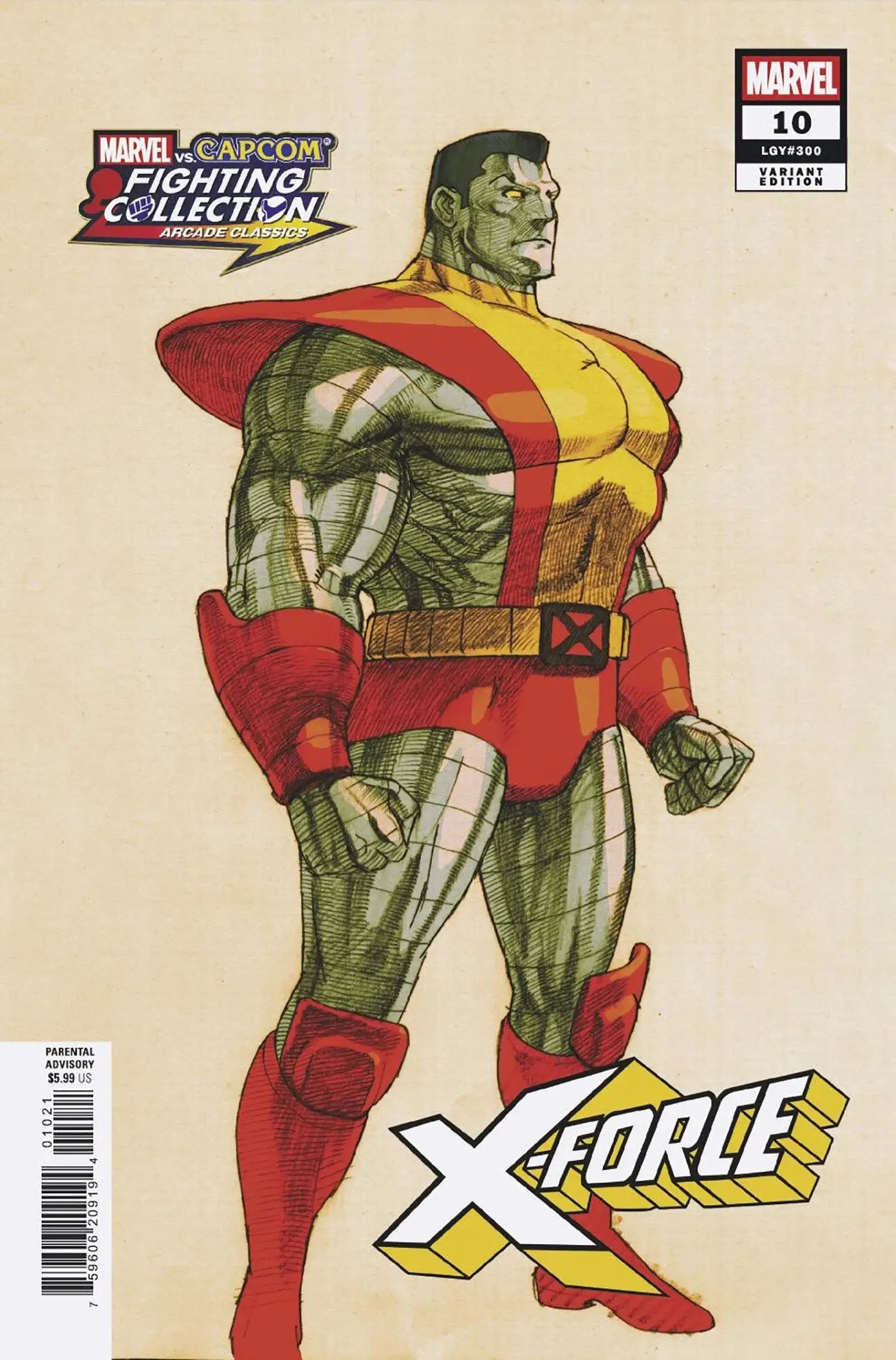 Comic book cover featuring Colossus from X-Force #10 Bengus Marvel vs Capcom variant