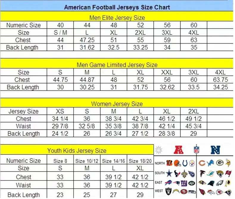 American Football Jerseys Size Chart for Xavier McKinney New York Giants Nike Away Jersey