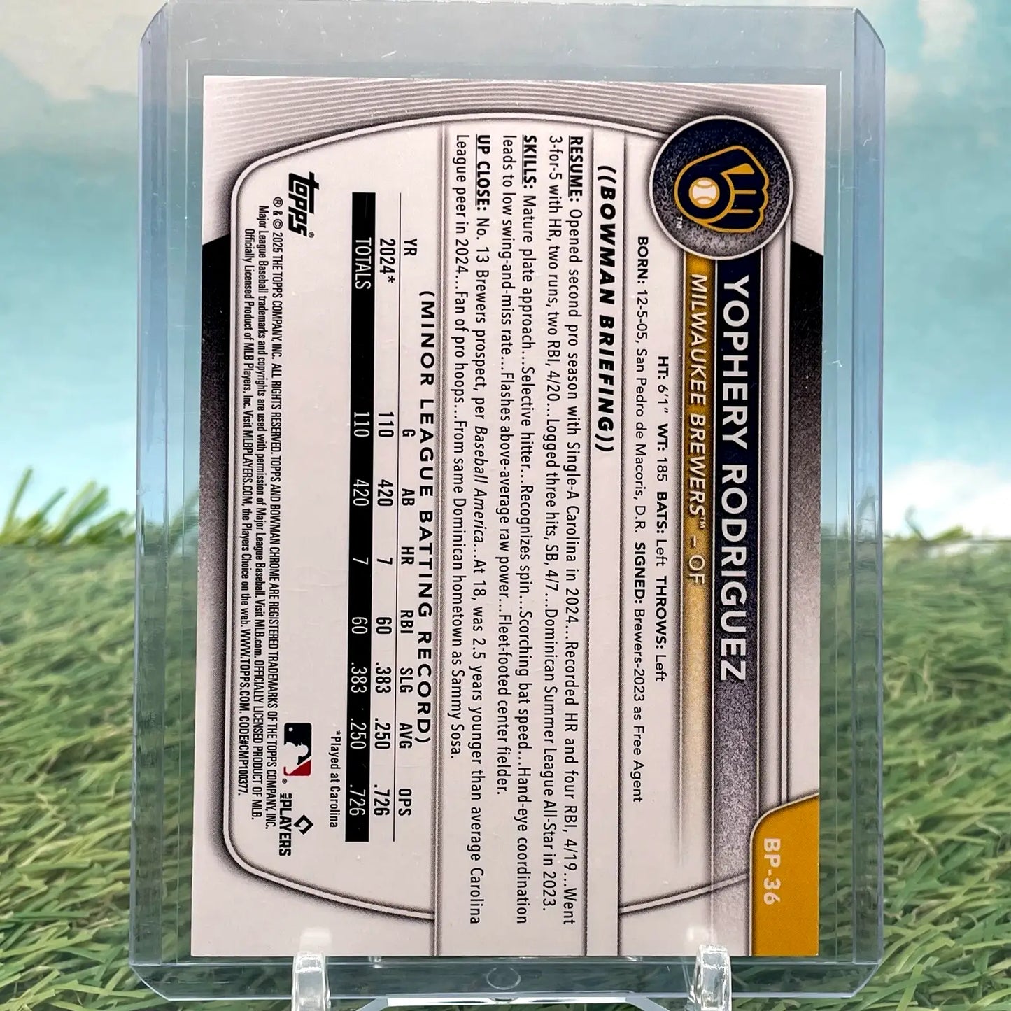 Yophery Rodriguez baseball card featuring Bowman Purple Bandana Pattern #BP-36 /199