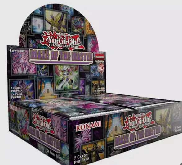 Yu-Gi-Oh Maze of the Master Booster Box featuring trading cards and greatest treasures