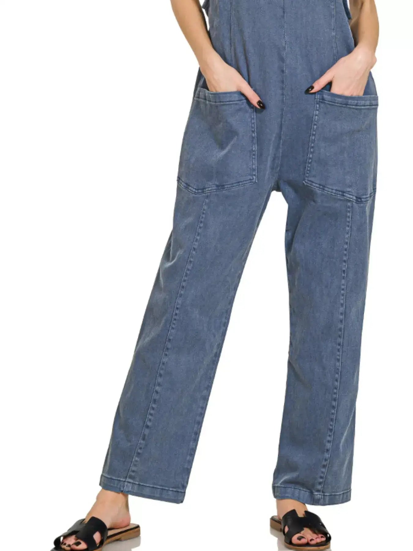 Zenana Casual Adjustable Strap Baggy Jumpsuit With Pocket