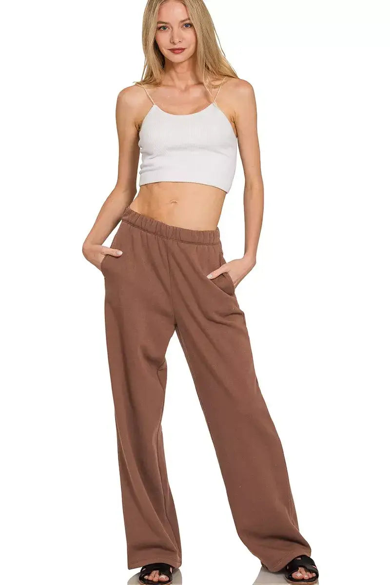Zenana Fleece Sweatpant with Pockets - Fleece Sweatpant with Pockets