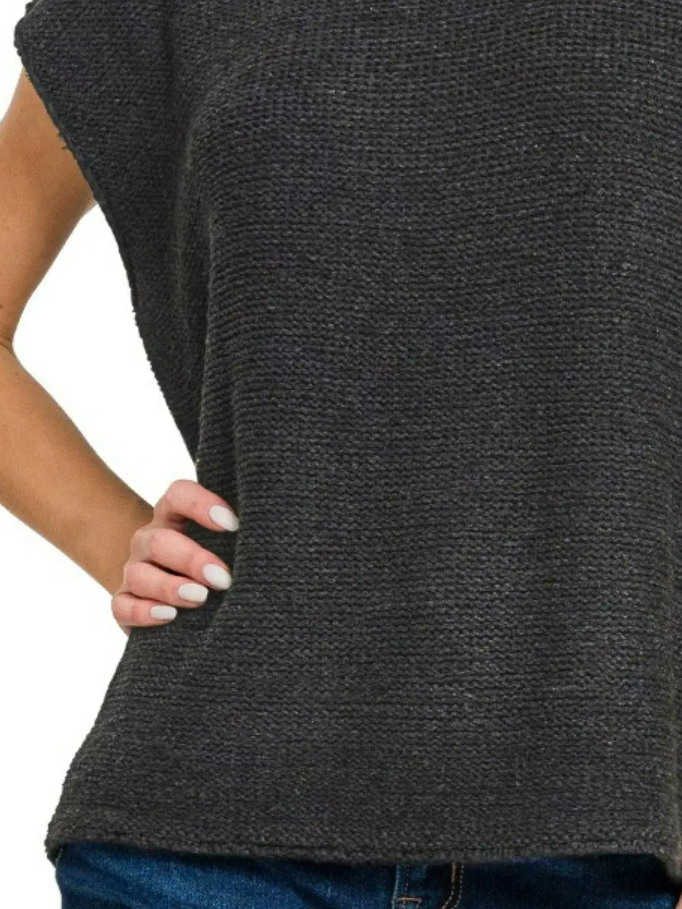 Zenana Oversized Crew Neck Sweater Vest