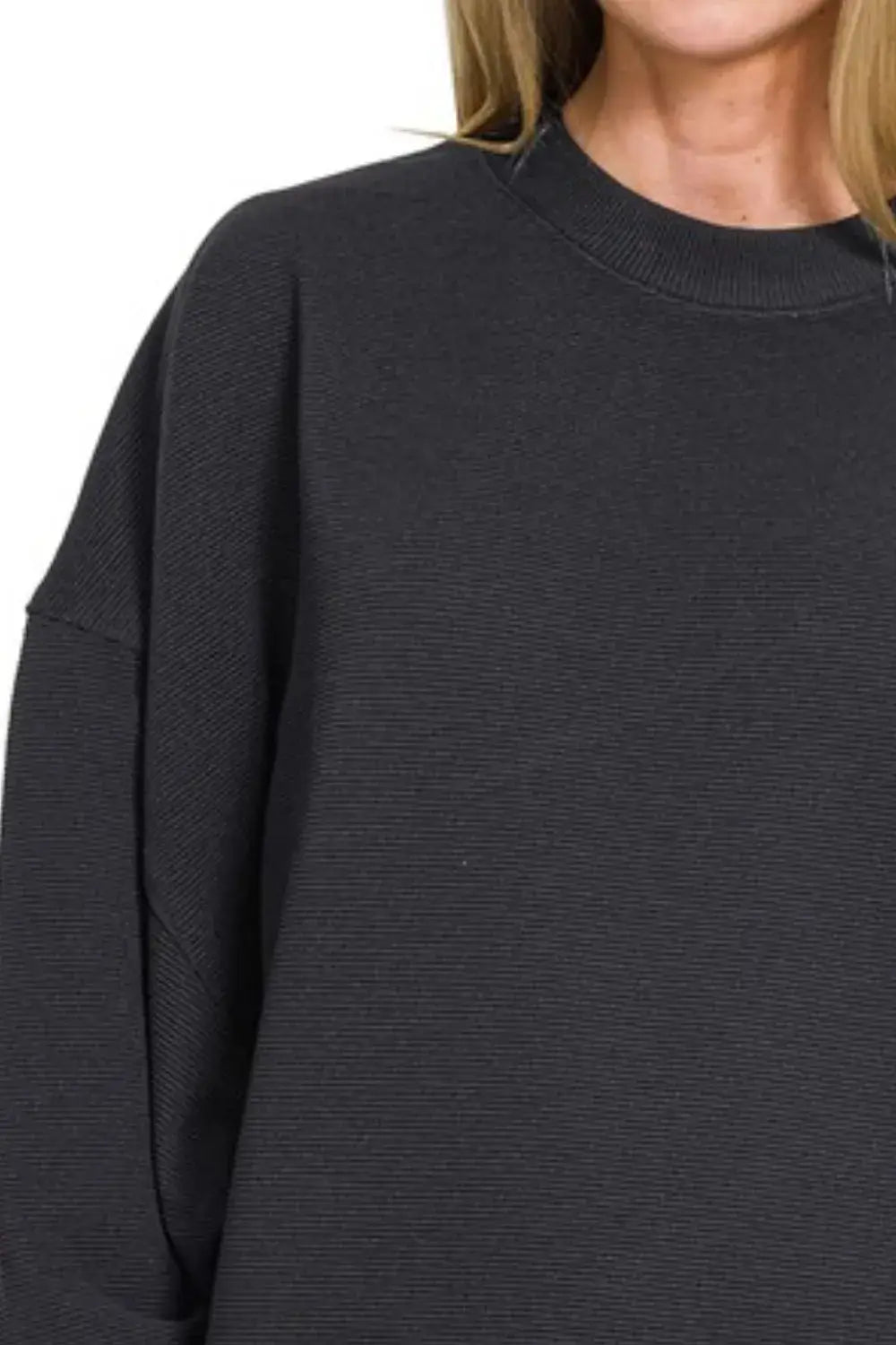 Zenana Ribbed Balloon Sleeve Sweatshirt - Apparel & Accessories > Clothing > Shirts & Tops > Sweaters