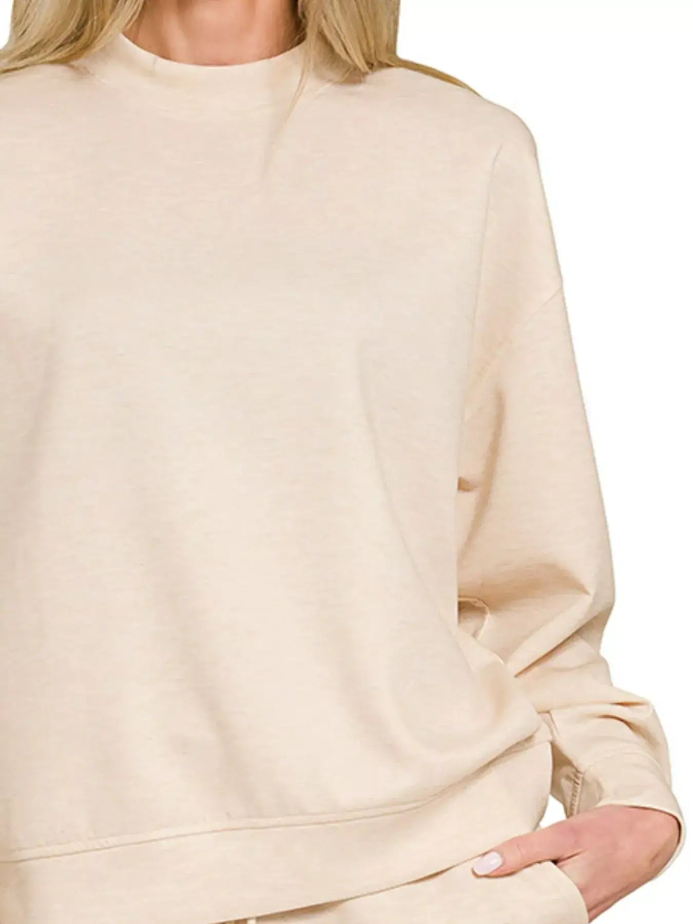 Zenana Scuba Long Sleeve Sweatshirt and Shorts Set - Sleeve Sweatshirt and Shorts Set