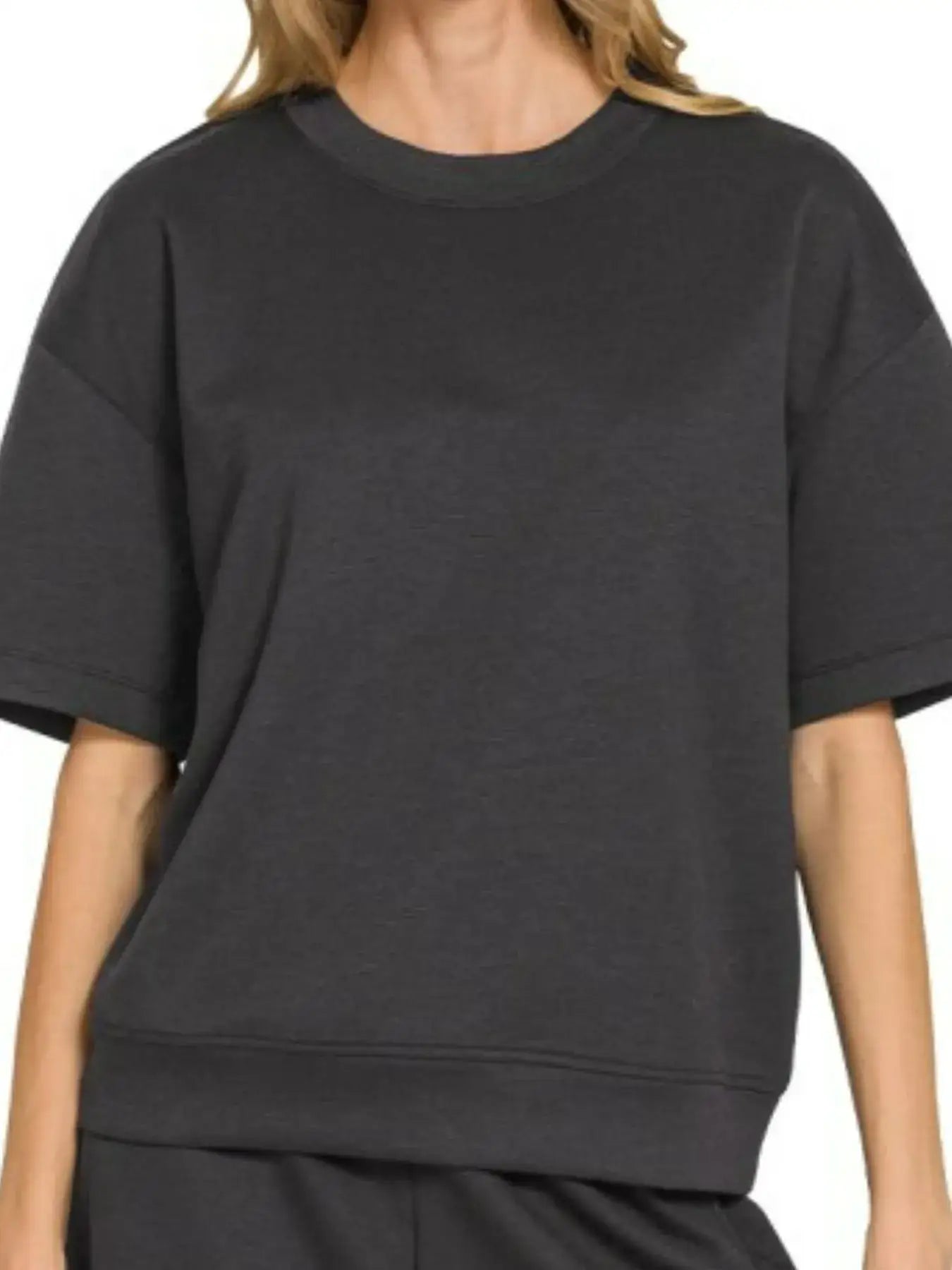 Zenana Scuba Short Sleeve Top & Shorts Set