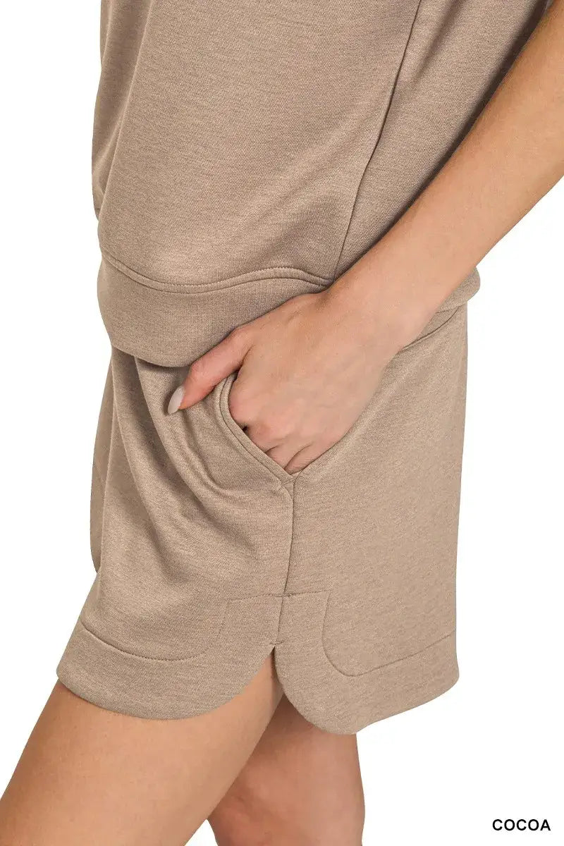 Zenana Scuba Short Sleeve Top & Shorts Set