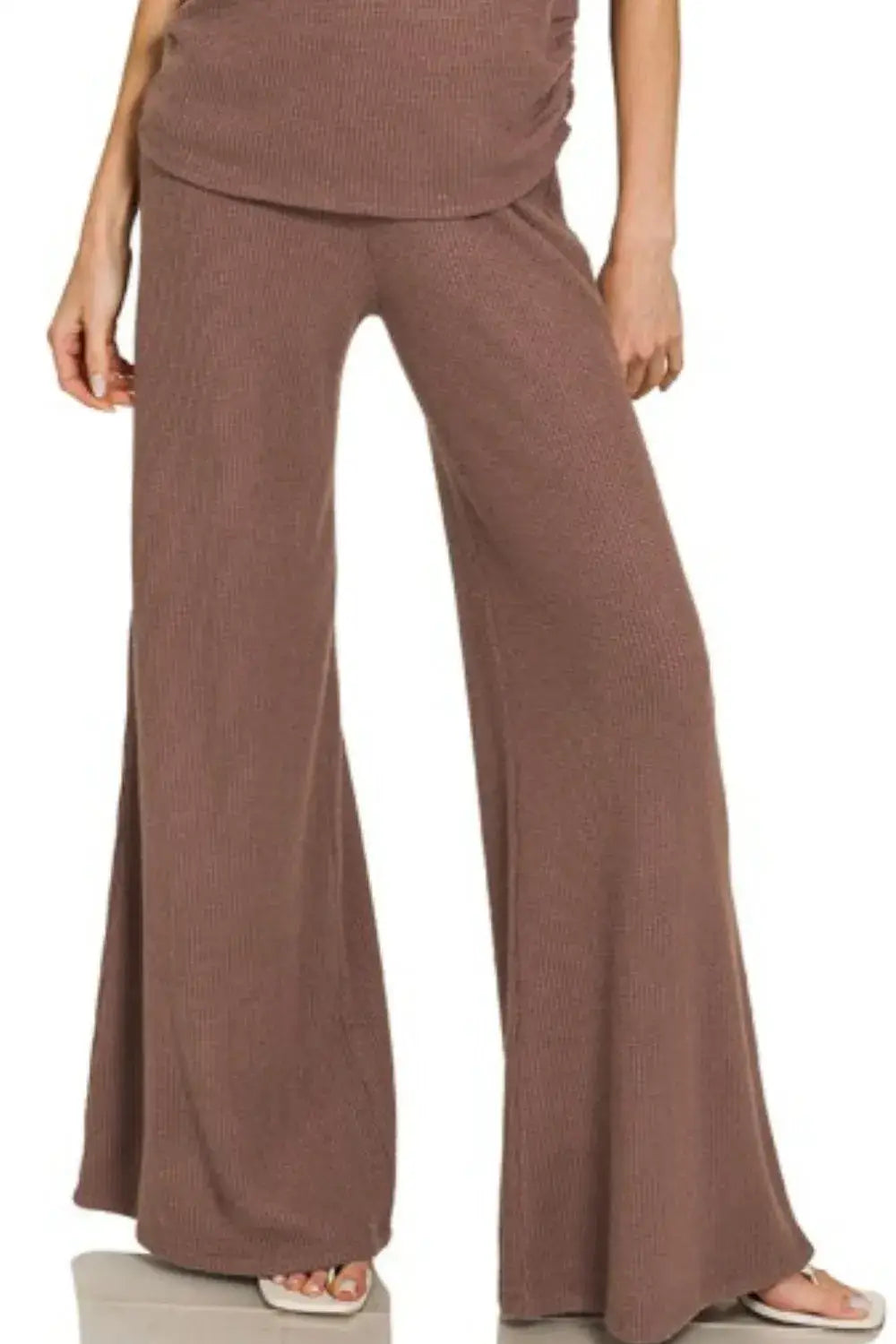 Zenana Sweater Mock Neck Top & Long Pants Set - Top & Long Pants Set