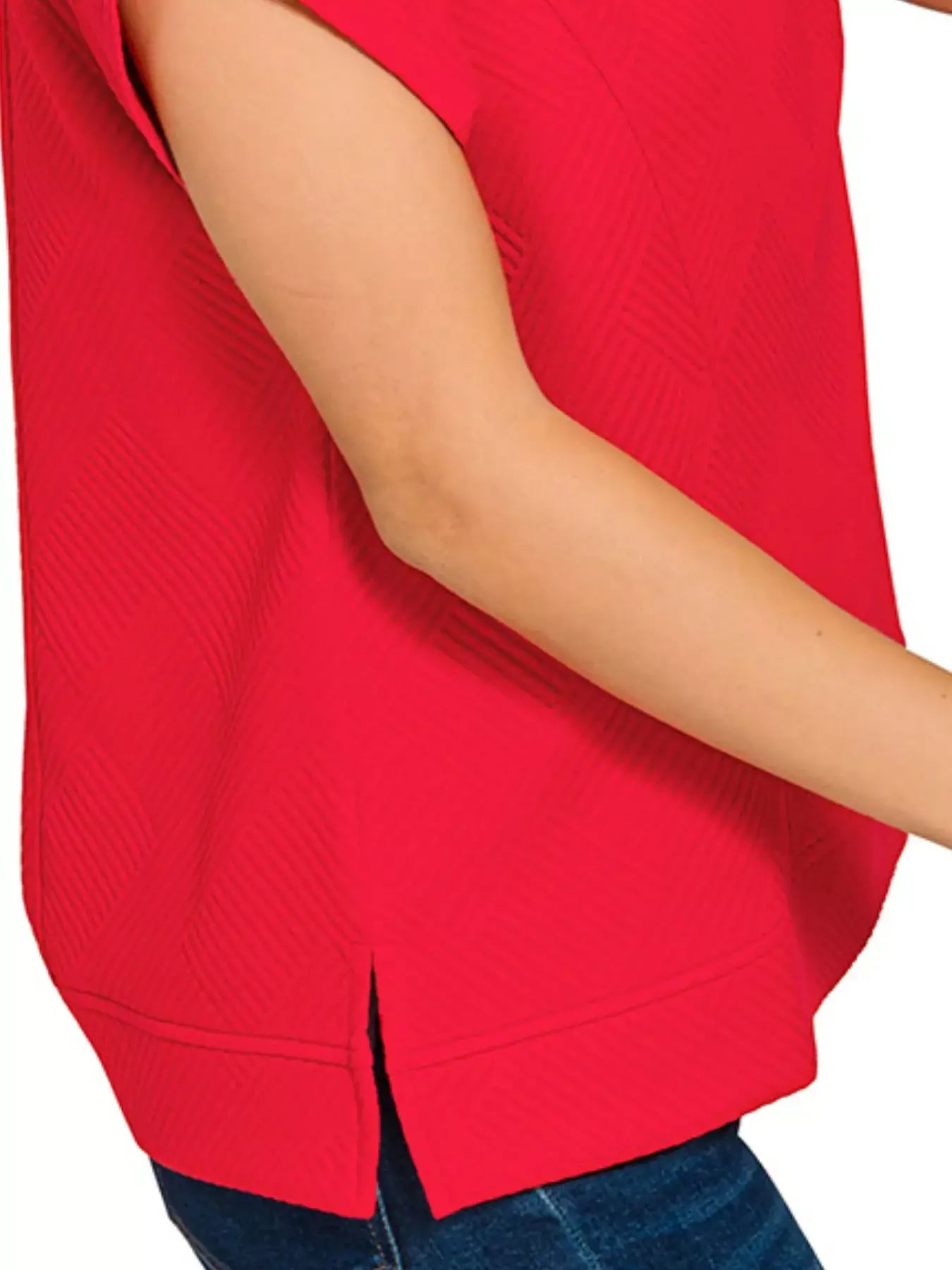 Zenana Textured Knit Jacquard Short Sleeve Top - Short Sleeve Top