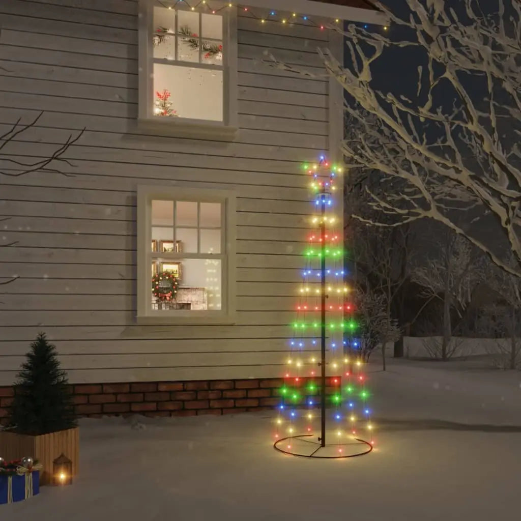 20-foot tall, multi-colored led christmas tree with a metal stand.