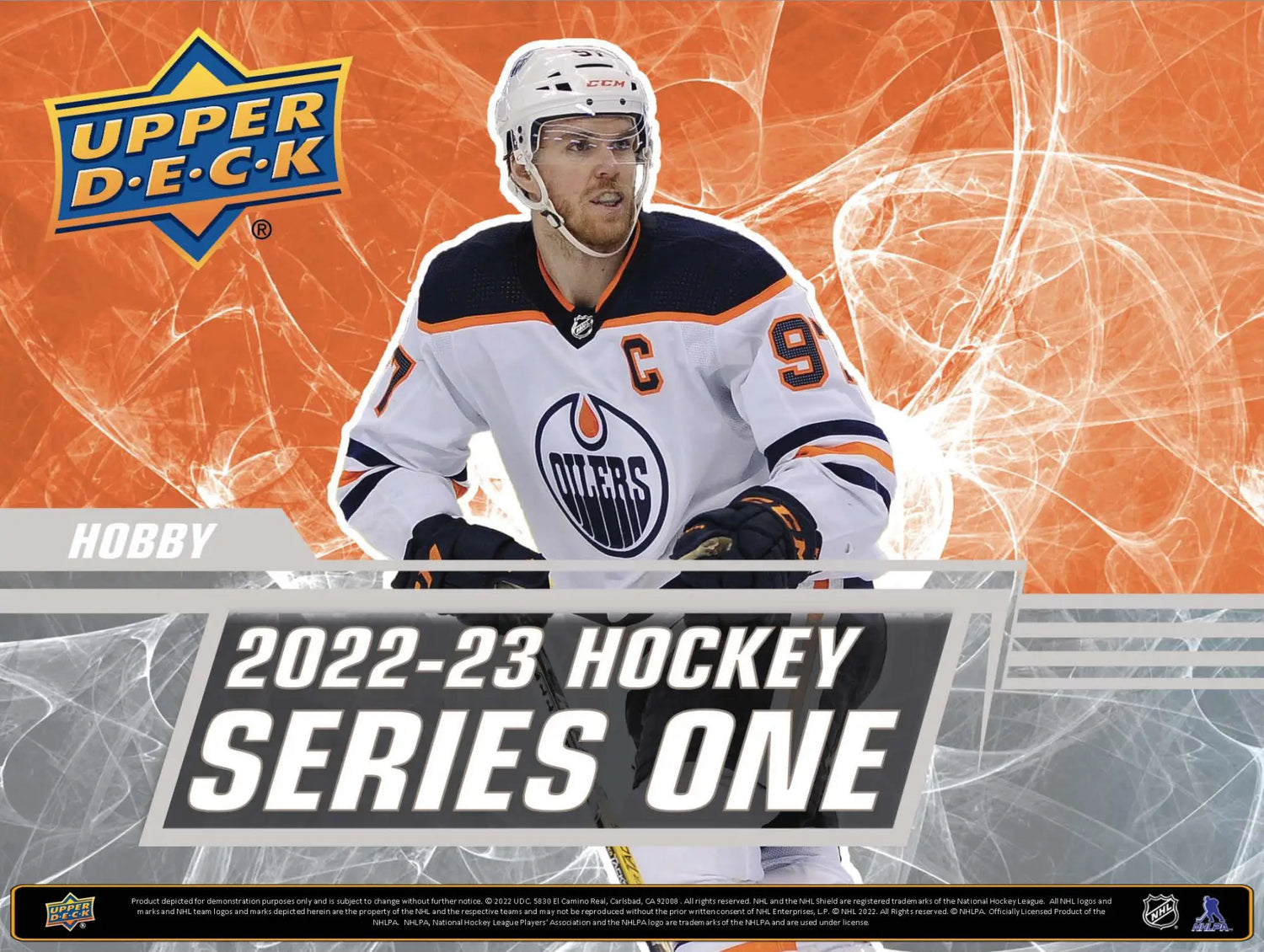 Upper Deck 2022-23 Hockey Series One trading card box featuring an Edmonton Oilers player.