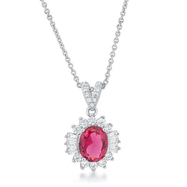 18k white gold ruby and diamond pendant necklace.
