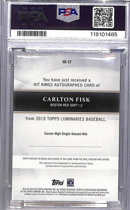 2019 Topps Luminaries Hit Kings #HK-CF Carlton Fisk PSA 10 GEM MINT Auto 4/15 Boston Red Sox