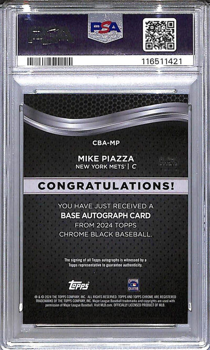 2024 Topps Chrome Black #CBA-MP Mike Piazza PSA 10 GEM MINT Auto New York Mets  Image 2