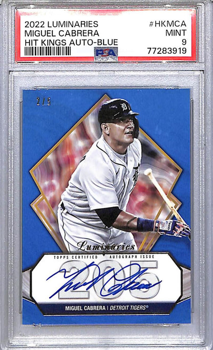 2022 Topps Luminaries Hit Kings Blue #HK-MCA Miguel Cabrera PSA 9 MINT Auto 2/5 Detroit Tigers  Image 1