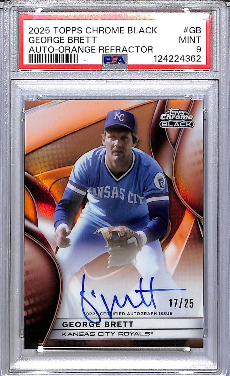 2025 Topps Chrome Black Orange #CBA-GB George Brett PSA 9 MINT Auto 17/25 Kansas City Royals  Image 1
