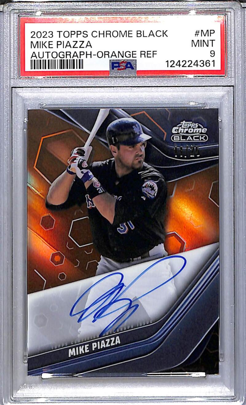 2023 Topps Chrome Black Orange #CBA-MP Mike Piazza PSA 9 MINT Auto 11/25 New York Mets  Image 1