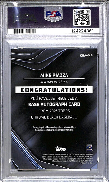 2023 Topps Chrome Black Orange #CBA-MP Mike Piazza PSA 9 MINT Auto 11/25 New York Mets  Image 2