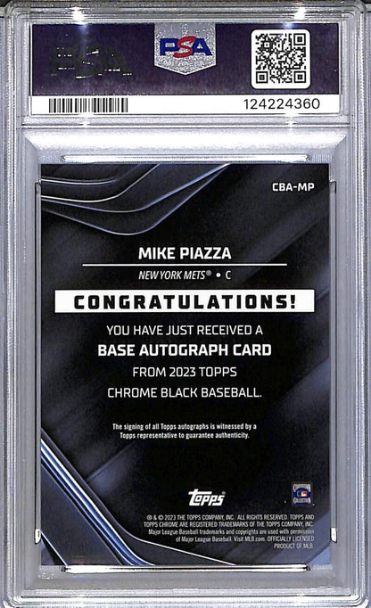 2023 Topps Chrome Black Orange #CBA-MP Mike Piazza PSA 9 MINT Auto 12/25 New York Mets  Image 2
