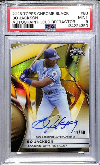 2025 Topps Chrome Black Gold #CBA-BJ Bo Jackson PSA 9 MINT Auto 11/50 Kansas City Royals  Image 1