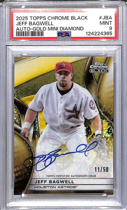 2025 Topps Chrome Black Gold Mini Diamond #CBA-JBA Jeff Bagwell PSA 9 MINT Auto 11/50 Houston Astros  Image 1