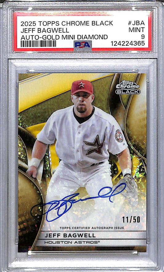 2025 Topps Chrome Black Gold Mini Diamond #CBA-JBA Jeff Bagwell PSA 9 MINT Auto 11/50 Houston Astros  Image 1