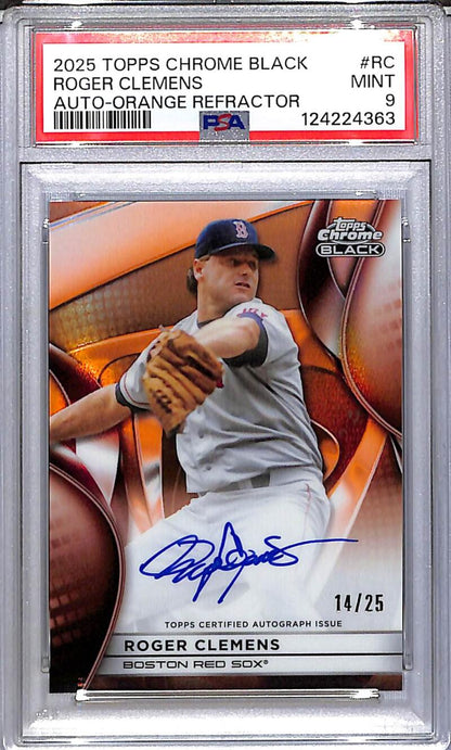 2025 Topps Chrome Black Orange #CBA-RC Roger Clemens PSA 9 MINT Auto 14/25 Boston Red Sox  Image 1
