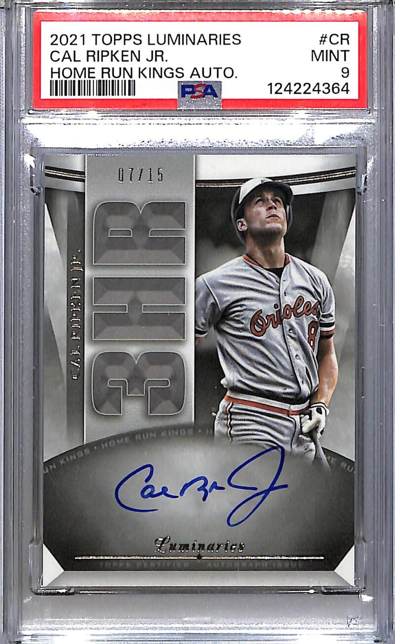 2021 Topps Luminaries Home Run Kings #HRK-CR Cal Ripken Jr. PSA 9 MINT Auto 7/15 Baltimore Orioles  Image 1