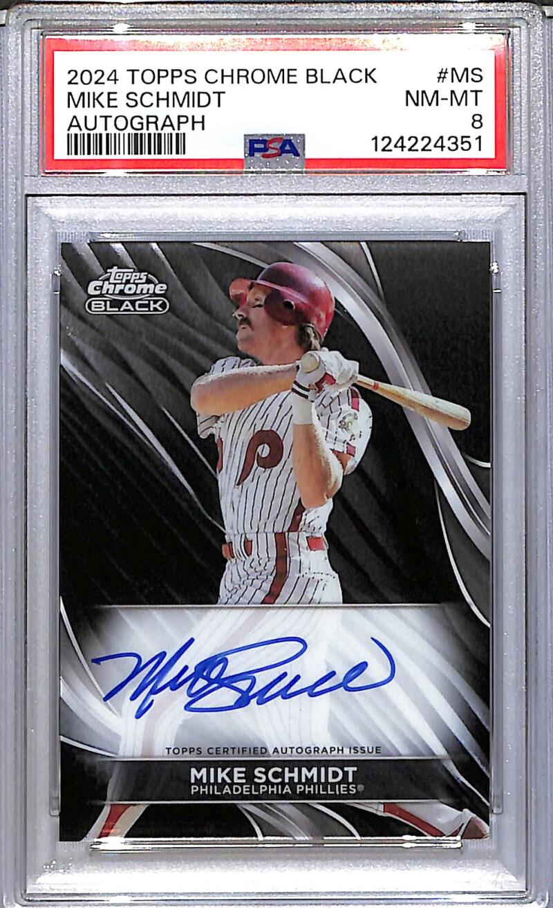 2024 Topps Chrome Black #CBA-MS Mike Schmidt PSA 8 NM-MT Auto Philadelphia Phillies  Image 1