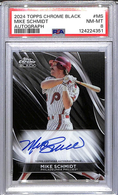 2024 Topps Chrome Black #CBA-MS Mike Schmidt PSA 8 NM-MT Auto Philadelphia Phillies  Image 1