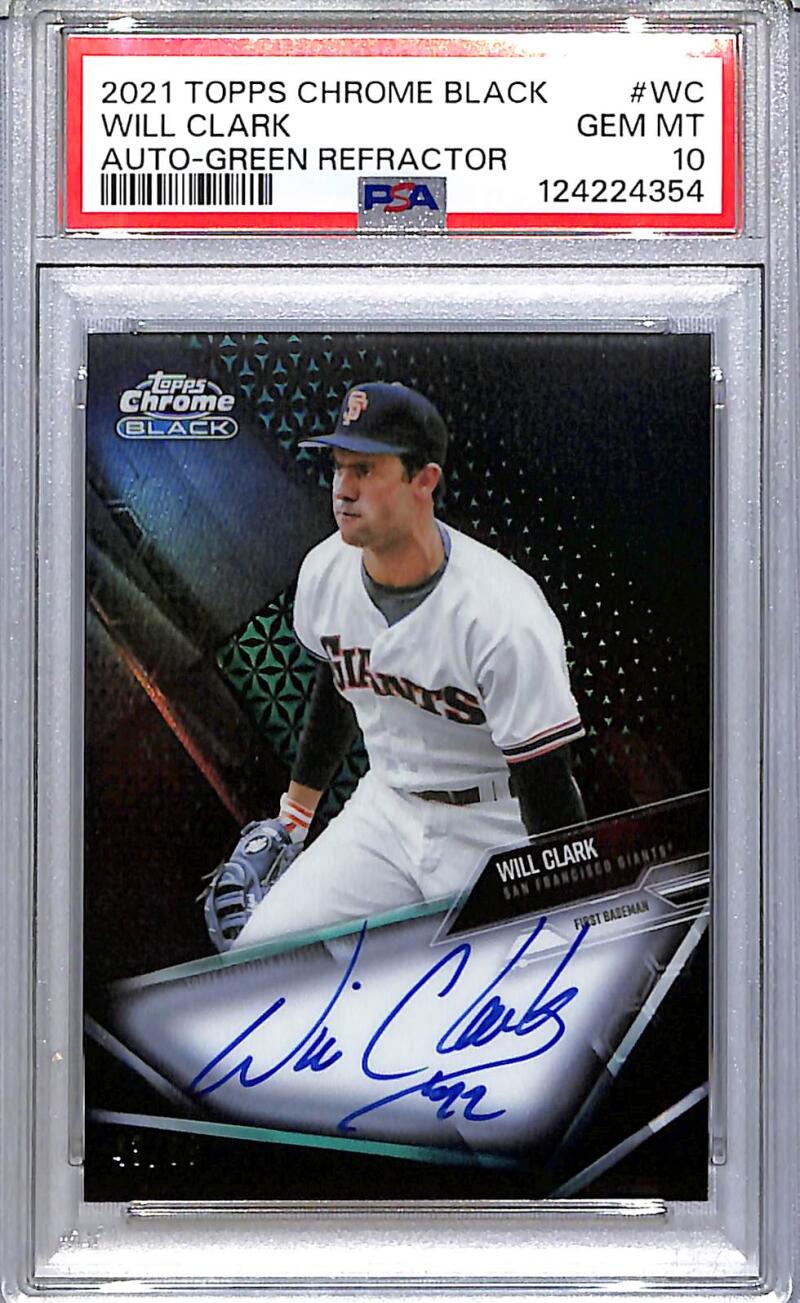 2021 Topps Chrome Black Green #CBA-WC Will Clark PSA 10 GEM MINT Auto 43/99 San Francisco Giants  Image 1