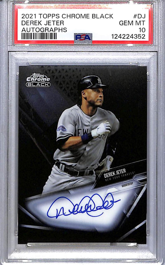 2021 Topps Chrome Black #CBA-DJ Derek Jeter PSA 10 GEM MINT Auto New York Yankees  Image 1