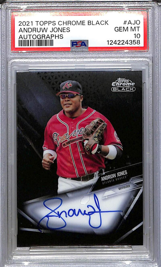 2021 Topps Chrome Black #CBA-AJO Andruw Jones PSA 10 GEM MINT Auto Atlanta Braves  Image 1