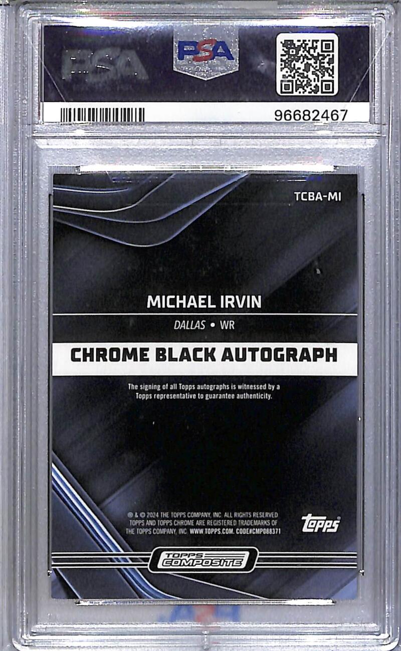 2023 Topps Composite Chrome Black Green #TCBA-MI Michael Irvin PSA 10 GEM MINT Auto 9/15 Dallas Cowboys  Image 2