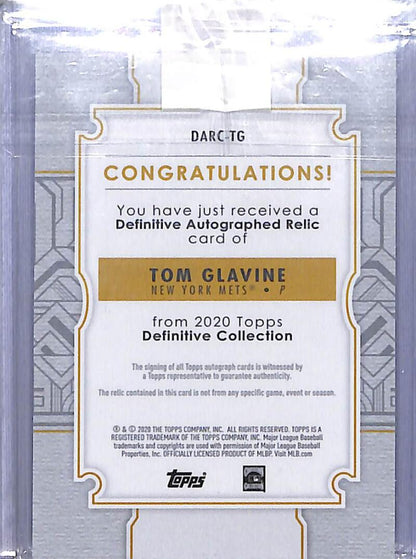 2020 Topps Definitive Purple #DARC-TG Tom Glavine NM-MT MEM Auto 4/5 New York Mets  Image 2