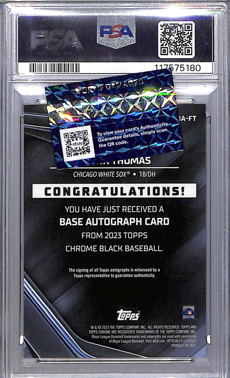 2023 Topps Chrome Black Gold #CBA-FT Frank Thomas PSA 9 MINT Auto 50/50 Chicago White Sox  Image 2