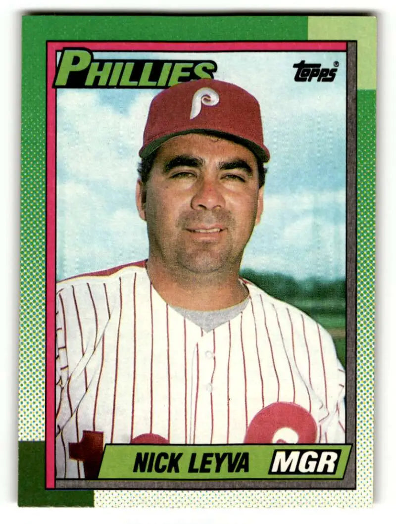 1990 Topps #489 Nick Leyva    Philadelphia Phillies Baseball Cards EX/NM