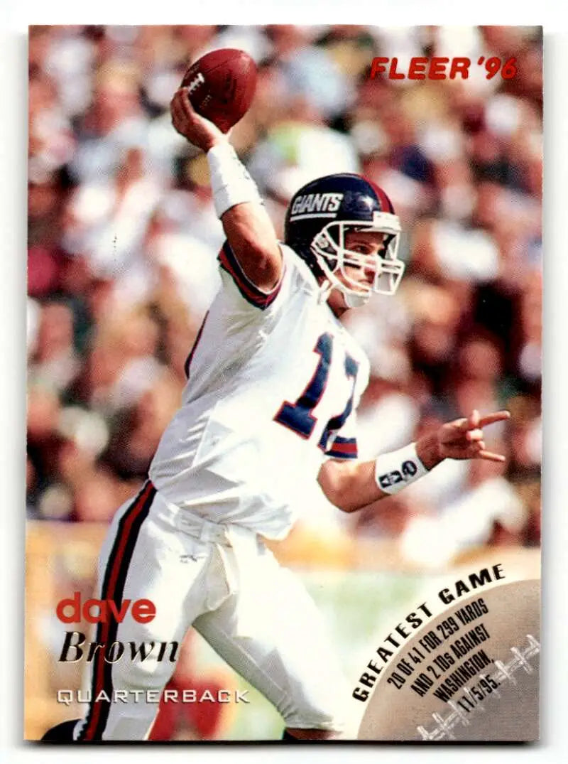 1996 Fleer #90 Dave Brown    New York Giants Football Cards NM Near Mint