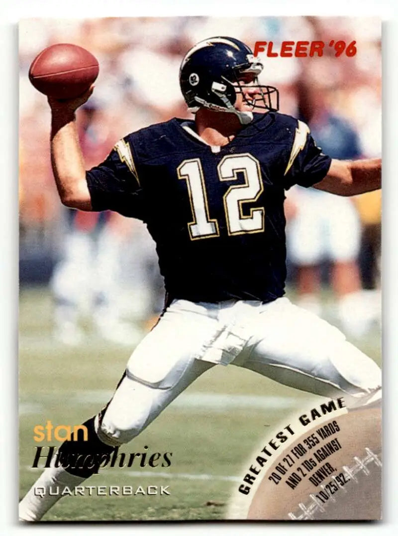 1996 Fleer #121 Stan Humphries    San Diego Chargers Football Cards NM Near Mint