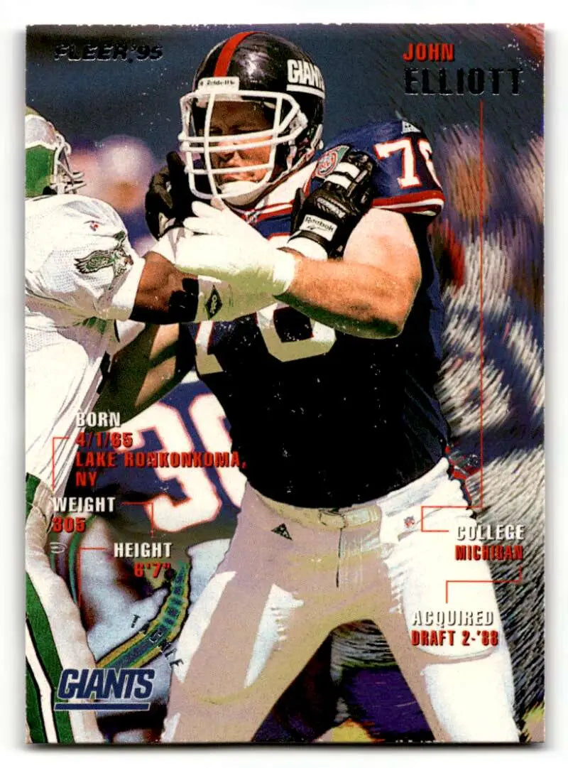 1995 Fleer #279 John Elliott    New York Giants Football Cards NM Near Mint
