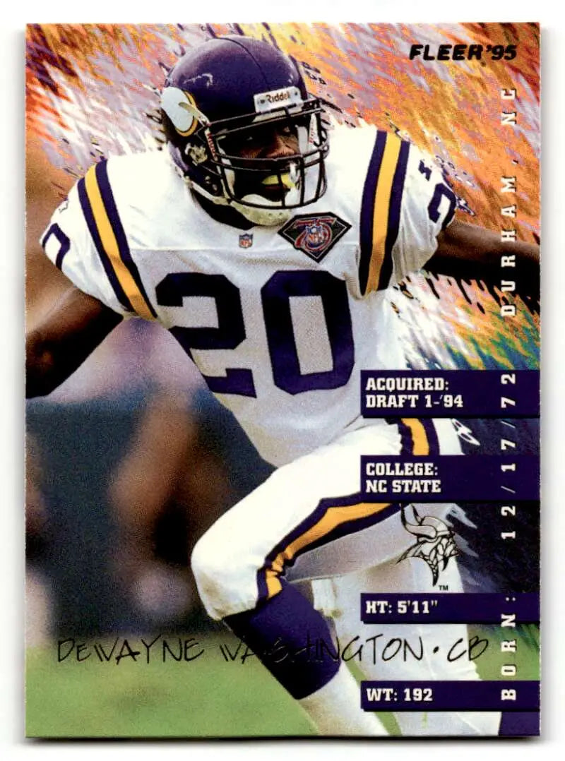 1995 Fleer #244 Dewayne Washington    Minnesota Vikings Football Cards NM Near Mint