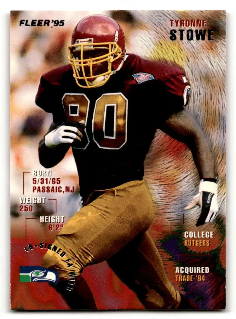 1995 Fleer #393 Tyronne Stowe    Seattle Seahawks Football Cards NM Near Mint