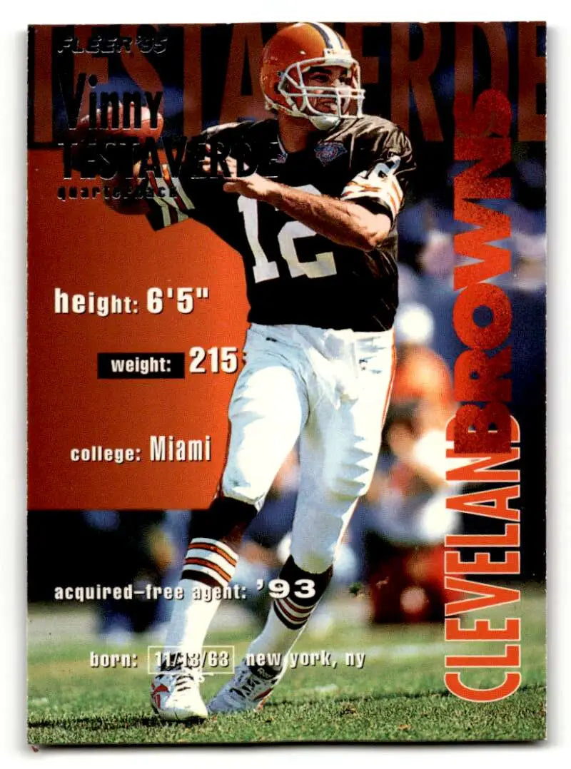 1995 Fleer #88 Vinny Testaverde    Cleveland Browns Football Cards NM Near Mint