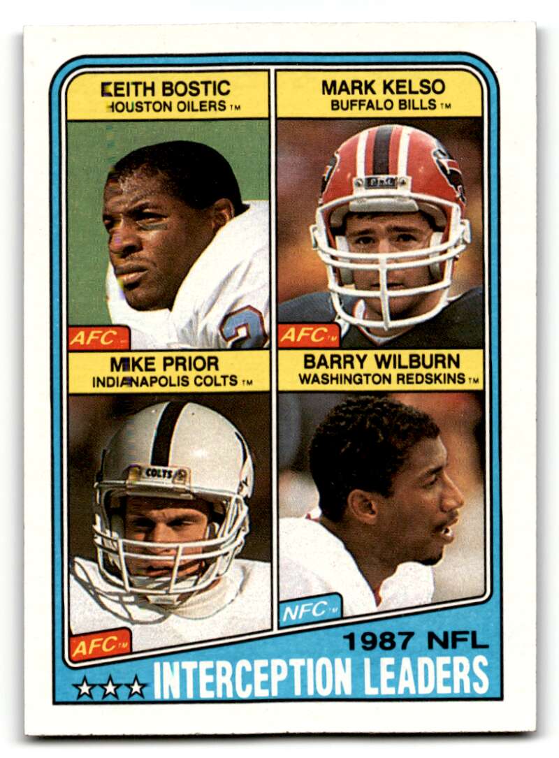1988 Topps #219 Keith Bostic / Mark Kelso / Mike Prior / Barry Wilburn LL Houston Oilers / Buffalo Bills / Indianapol