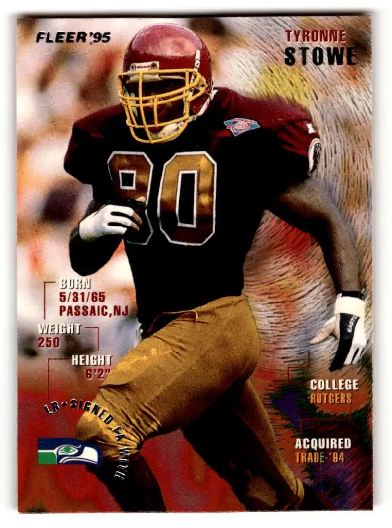1995 Fleer #393 Tyronne Stowe    Seattle Seahawks Football Cards EX/NM
