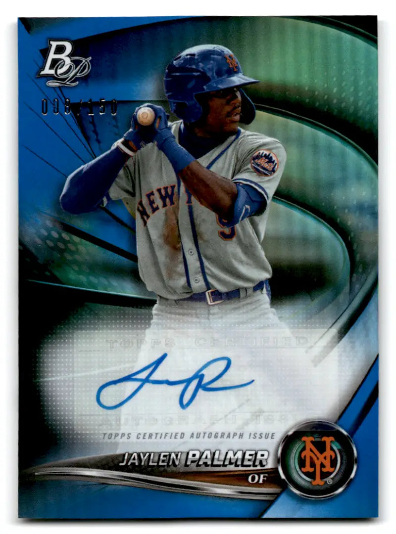 2021 Bowman Prospect Autographs Blue #PAPR-JP Jaylen Palmer NM Near Mint Auto 008/150 Mets