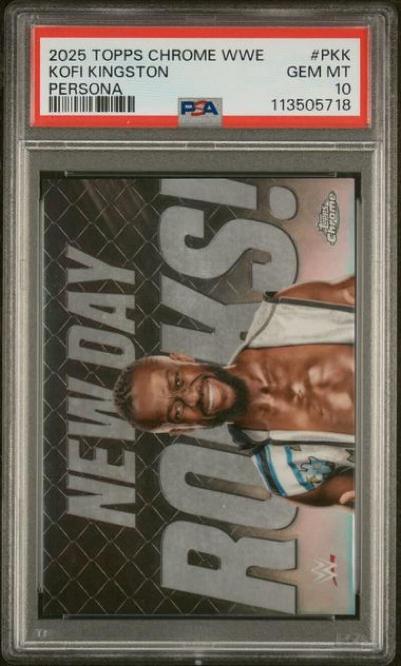 2025 Topps Chrome WWE Persona #P-KK Kofi Kingston PSA 10 GEM MINT POP 1