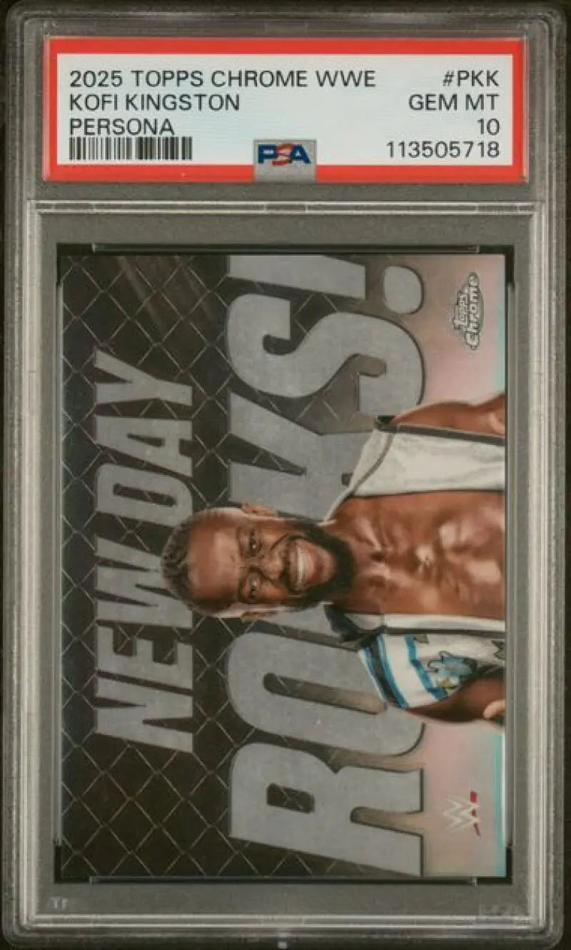 2025 Topps Chrome WWE Persona #P-KK Kofi Kingston PSA 10 GEM MINT POP 1