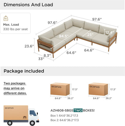 Modern Outdoor Sectional Sofa Set with Thick Cushions-1